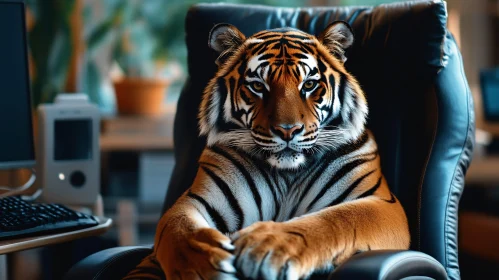 Office Tiger Portrait