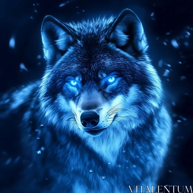 Glowing Wolf in the Night AI Image