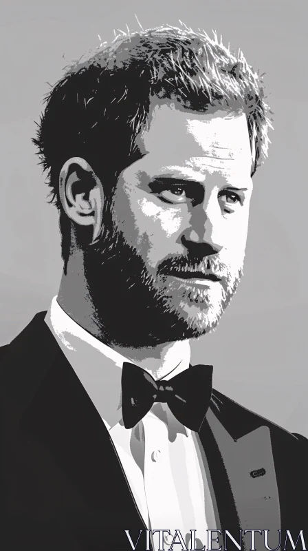 Prince Harry in Monochrome AI Image