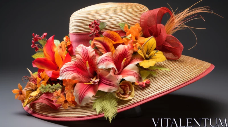 Elegant Floral Hat for Display | Exacting Precision | Handcrafted Design AI Image