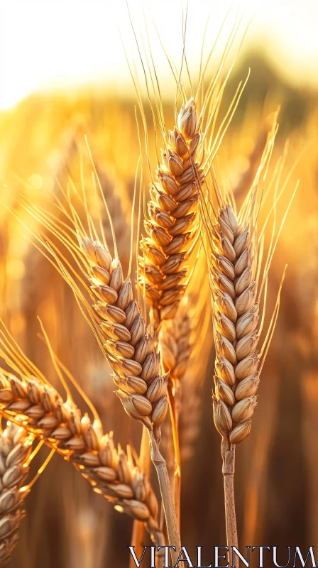 Sunlit Wheat Close-Up AI Image