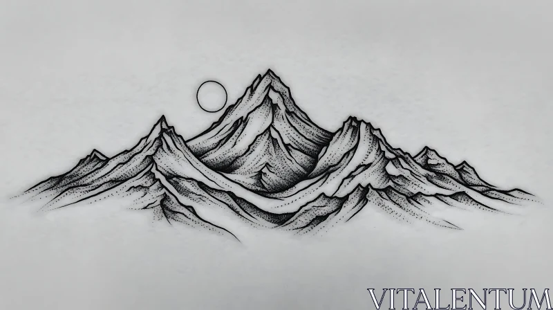 Monochrome Mountain Landscape Art AI Image