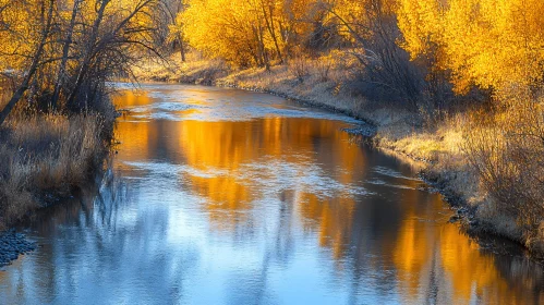 Autumn Forest River Reflection