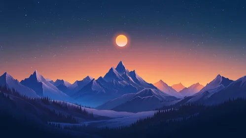 Picturesque Mountain Range at Sunset