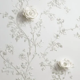 Textured Floral Wall Art in White