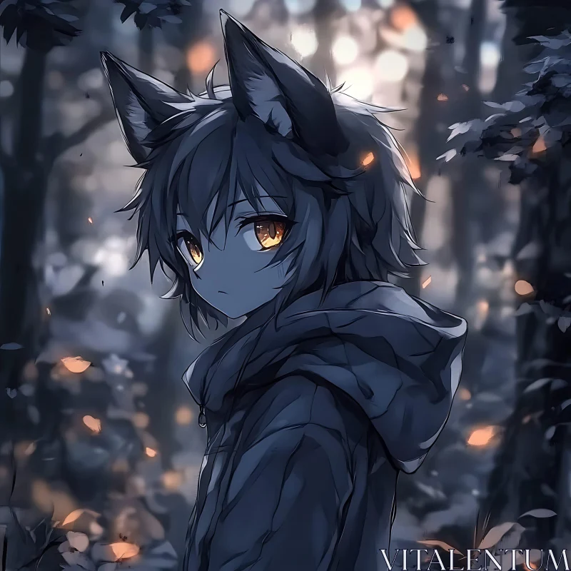 Fantasy Forest Fox Anime Art AI Image