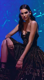 Kendall Jenner in Glamorous Black Dress with Intricate Beading