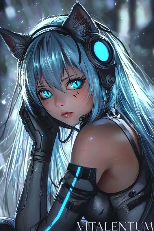 AI ART Futuristic Anime Character with Cyber Elements