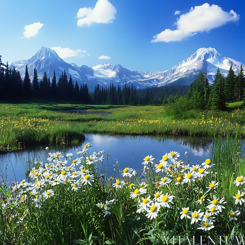 Scenic Mountain Lake Landscape AI Image