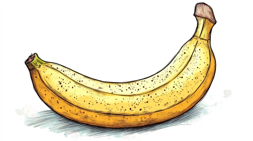 Whimsical Banana Sketch Still Life