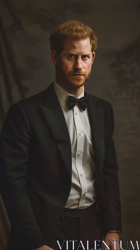 Elegant Image of Prince Harry in Formal Wear AI Image