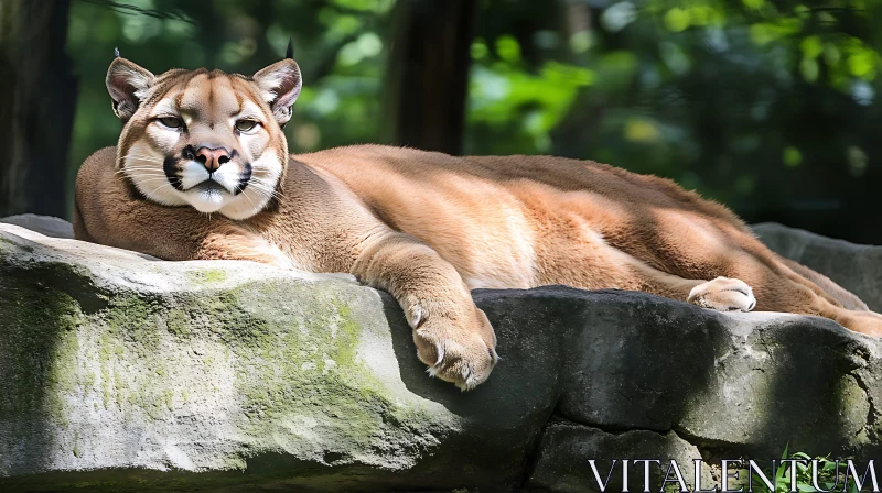 Mountain Lion Lounging in the Sun AI Image