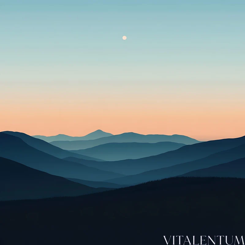 Layered Mountains Landscape Minimalist Art AI Image