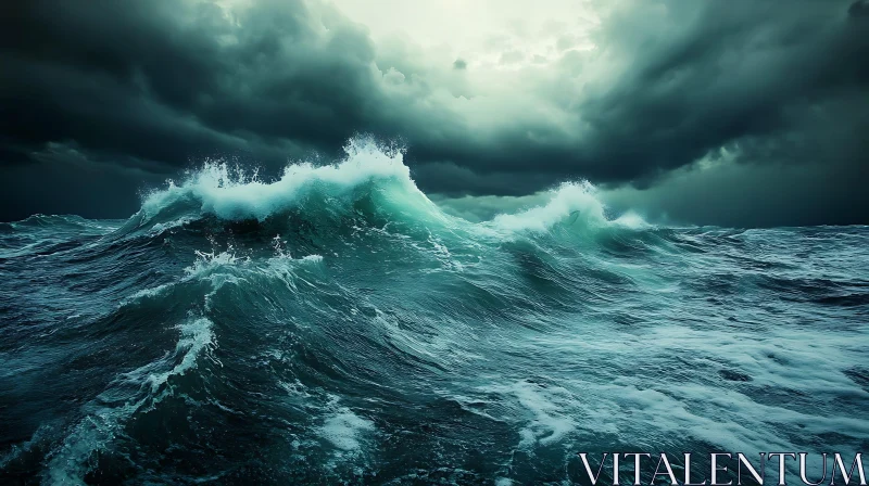 AI ART Stormy Ocean Waves: A Seascape of Power