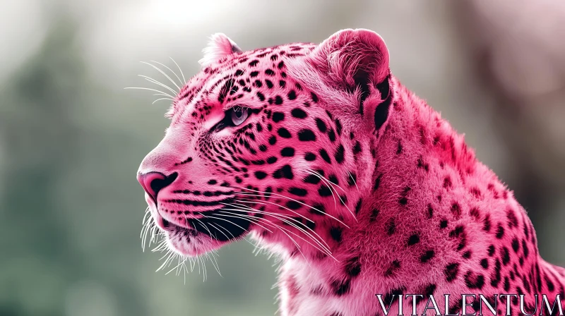 AI ART Unique Pink Leopard Close-Up