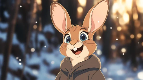 Smiling Bunny Portrait with Bokeh Background