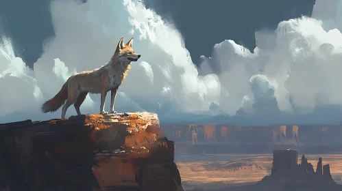 Coyote on Desert Rock Formation