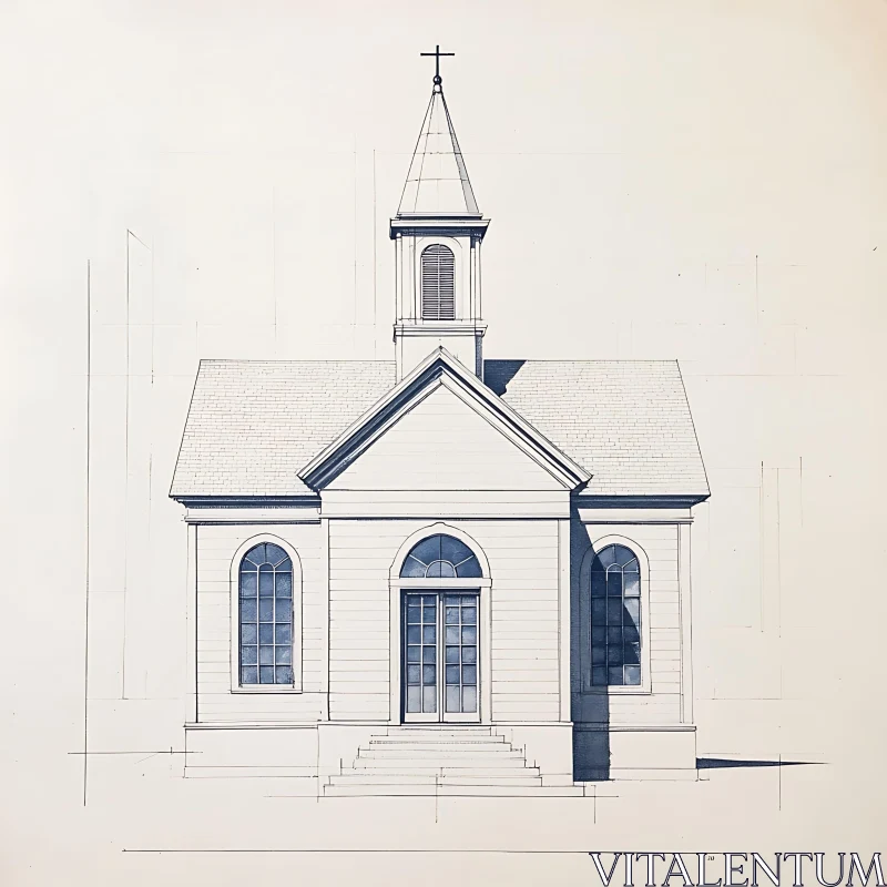 Church Blueprint Illustration AI Image