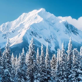 Winter Mountain Landscape with Snow Covered Trees