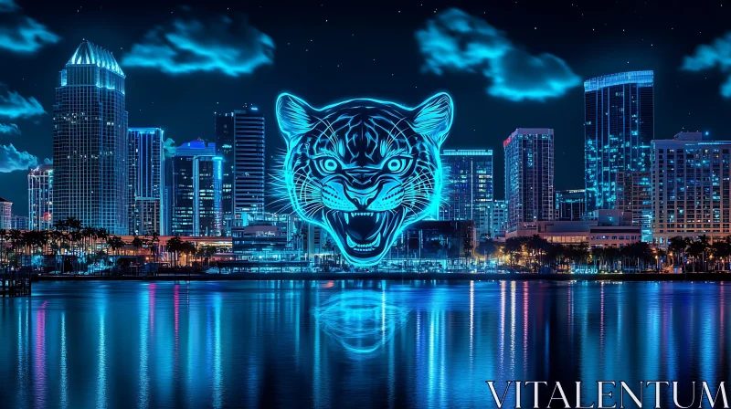 AI ART Urban Tiger: A Neon Nightscape