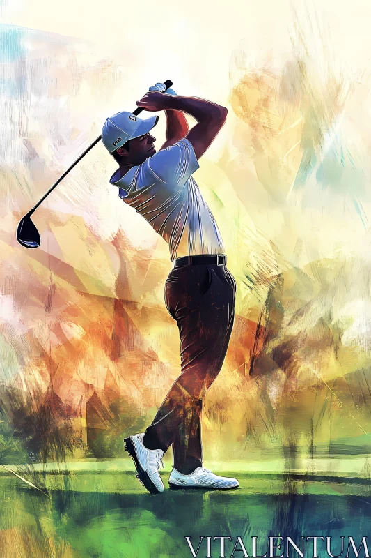 Abstract Art of Golfer in Motion , AI AI Image