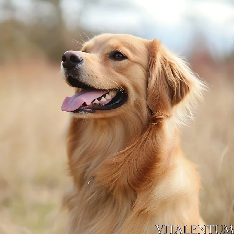 Smiling Golden Retriever in Nature AI Image