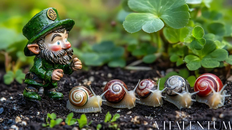 AI ART Garden Gnome and Snail Race