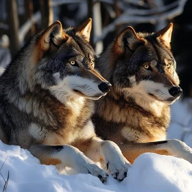 Two Wolves in Snowy Ambiance