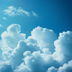 Billowing Clouds in Azure Sky