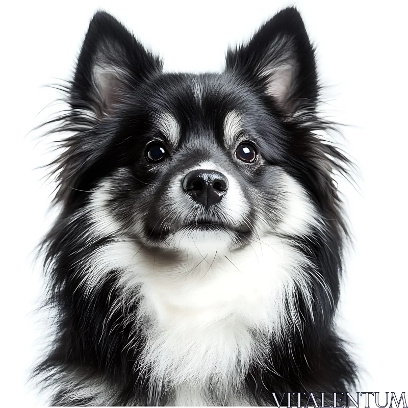 Adorable Fluffy Dog Portrait on White Background AI Image