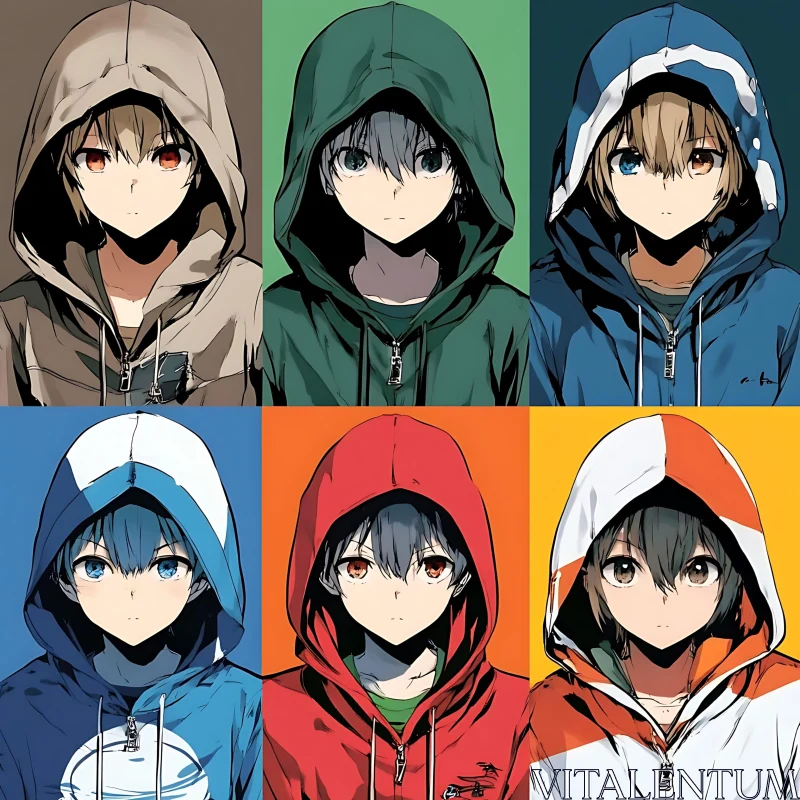 AI ART Vibrant Anime Hoodie Characters