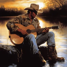 Guitar Man at Sunset