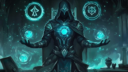 Enigmatic Sorcerer Conjuring Magic