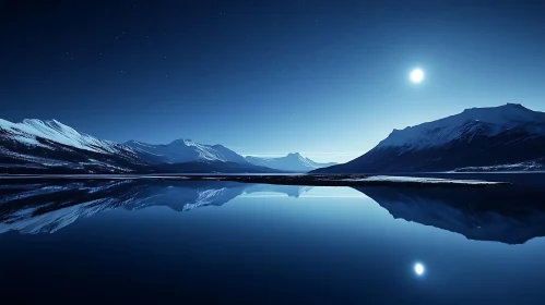 Still Waters, Snowy Peaks: A Night Scene