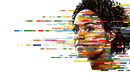 Colorful Mosaic Woman Portrait