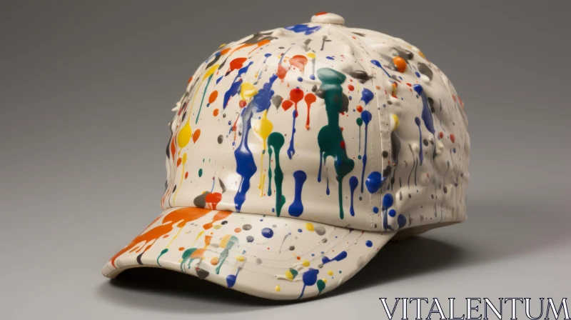 Vibrant Ceramic Cap with Bold Paint Splashes - Large-Scale Art AI Image