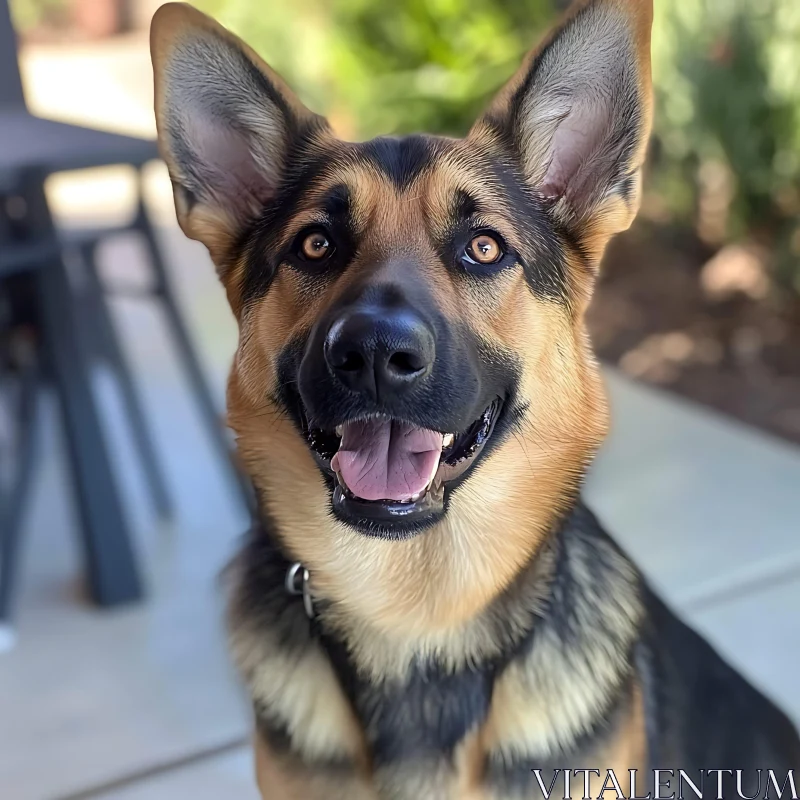 AI ART Playful German Shepherd Outdoors | Dog Close-Up