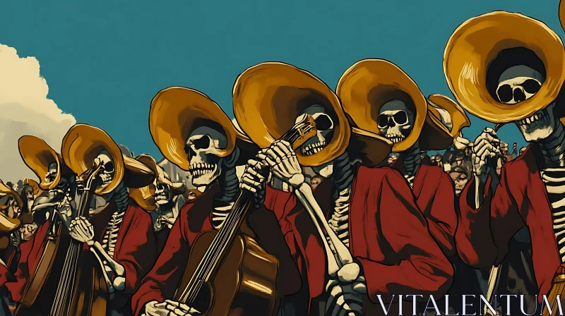 March of the Skeletons: A Musical Procession AI Image