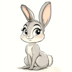 Whimsical Grey Rabbit Art