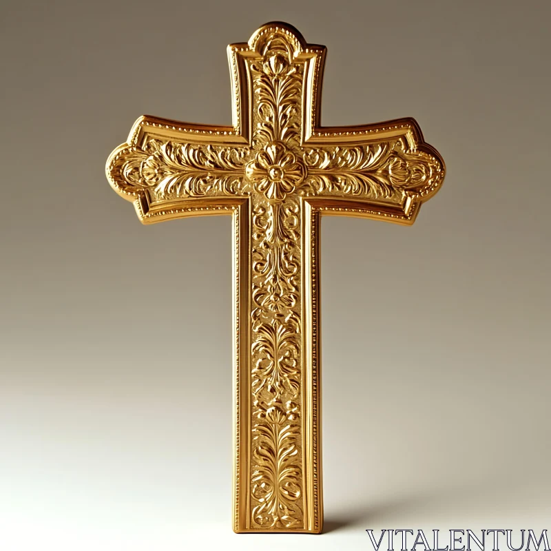 Golden Cross with Detailed Ornamentation AI Image