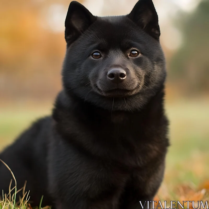 Black Dog Portrait in a Fall Setting AI Image