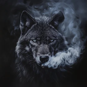 Wolf with Cigarette - Monochrome