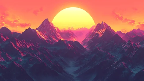 Mountain Range at Sunset