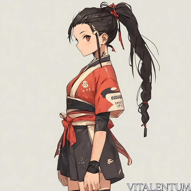 AI ART Traditional Anime Kimono Girl with Braids