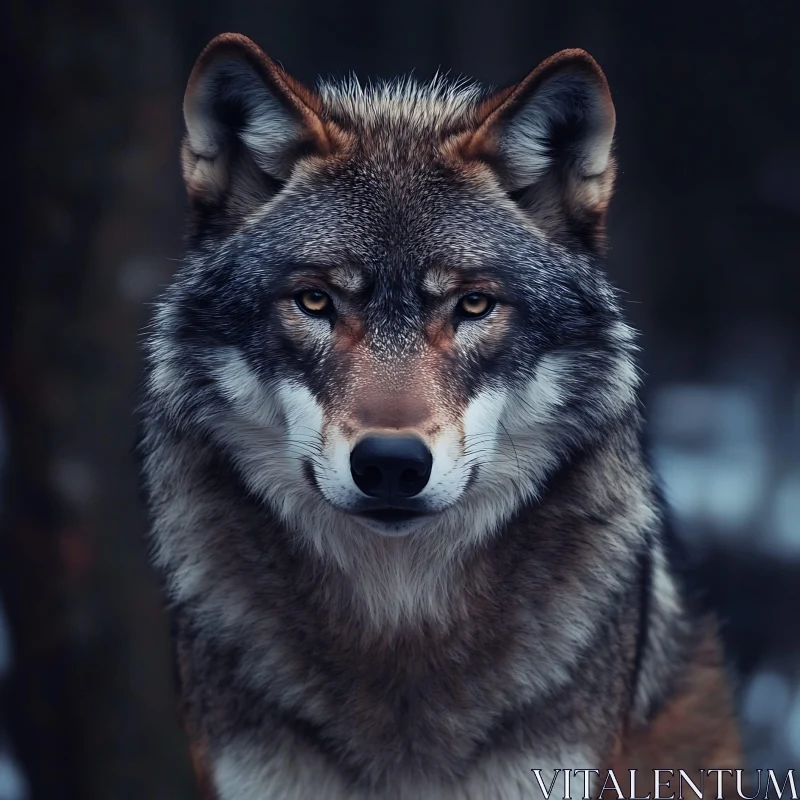 Intense Wolf Gaze - Wildlife Photography AI Image