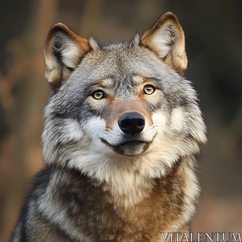 AI ART Close-up of a Wild Wolf