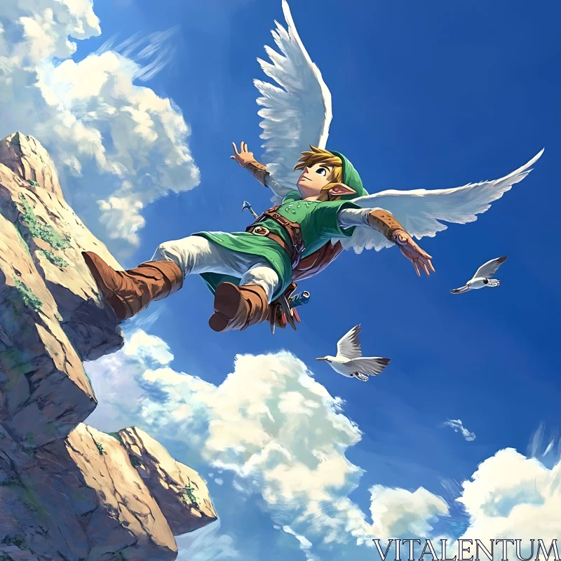 AI ART Winged Adventurer in the Clouds