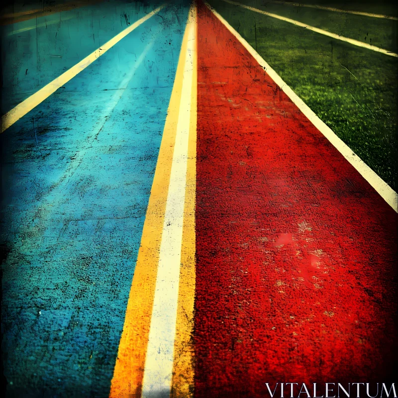 Colorful Athletic Track with Distinct Lanes AI Image