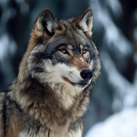 Majestic Wolf in Snowy Forest