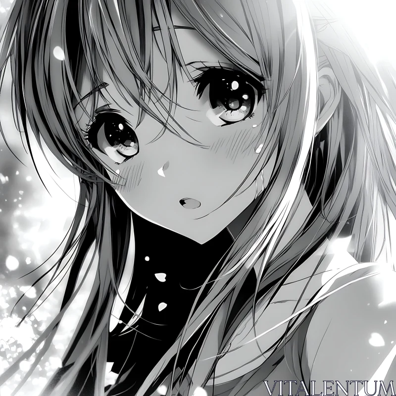 AI ART Black and White Manga Portrait of a Girl